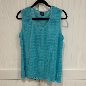 Tribal Women's Aqua Textured, semi sheer, stretchy, scoop neck, Tank Top size XL
